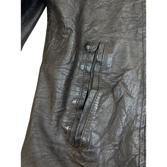 Levi’s Capital Mens Brown Leather Jacket With Pockets & Checkered Lining Sz Larg - Picture 6 of 12